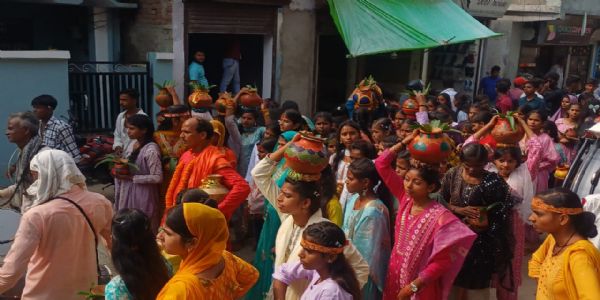 कलशशोभायात्रया सह रुद्रमहायज्ञस्य शुभारम्भः
