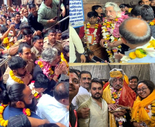 बांकेबिहारीजी के दर्शन करते अभिनेता शक्ति कपूर