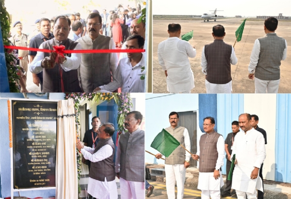 मुख्यमंत्री साय स्टेट हैंगर से विमान परिचालन सेवा का शुभारंभ करते मुख्यमंत्री साय स्टेट हैंगर से विमान परिचालन सेवा का शुभारंभ करते