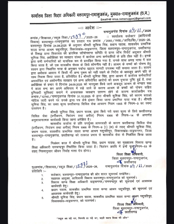 जारी आदेश की कॉपी।