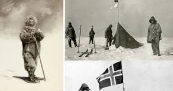 रोआल्ड एमंडसन ने दक्षिणी ध्रुव पर कदम रखा रोआल्ड एमंडसन ने दक्षिणी ध्रुव पर कदम रखा