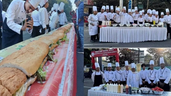 भोपाल के आईएचएम ने बनाया दुनिया का सबसे लंबा सैंडविच भोपाल के आईएचएम ने बनाया दुनिया का सबसे लंबा सैंडविच