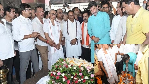 भाजपा प्रदेश अध्यक्ष किरण देव सिंह  दिनेश मिरानिया  काे श्रद्धांजलि देते