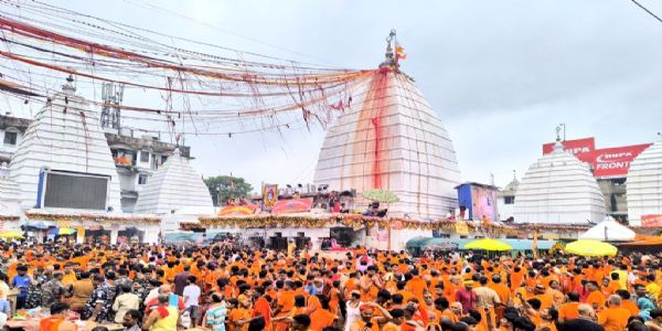 त्रयः दिवसाः चतुःलक्षं ७५ सहस्रं ६५९ भक्ताः देवघरस्य बाबा बैद्यनाथधामस्य जलम् अर्पितवन्तः