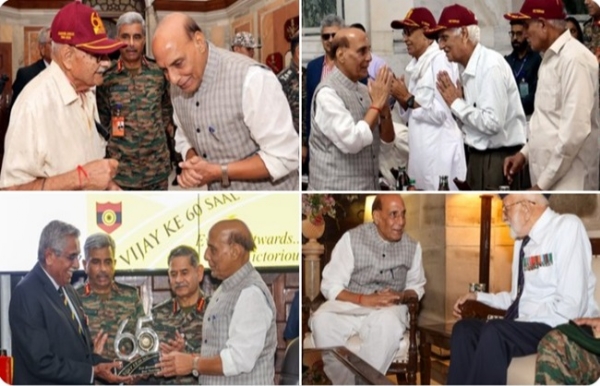 भारत-पाकिस्तान युद्ध में शामिल हुए अधिकारियों और सैनिकों से बातचीत करते रक्षा मंत्री