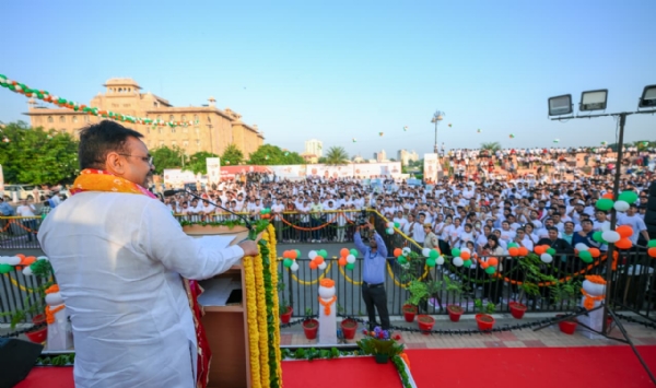 नमो युवा रन-नशा मुक्त भारत के लिए मैराथन  में सीएम भजनलाल शर्मा।