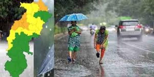 छत्तीसगढस्य 16 जिलासु वृष्टेः पीतसंकेतः