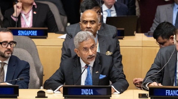 न्यूयॉर्क में भारतीय विदेशमंत्री एस जयशंकर संयुक्त राष्ट्र महासभा के 80वें सत्र के अवसर पर दक्षिण अफ्रीका की मेजबानी में आयोजित जी-20 विदेश मंत्रियों की बैठक को संबोधित करते। फोटो -विदेशमंत्री जयशंकर के एक्स हैंडल से