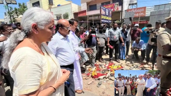 वित्त मंत्री निर्मला सीतारमण ने करूर में भगदड़ वाले इलाके का निरीक्षण किया