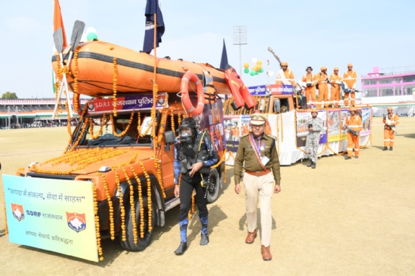 राज्य स्तरीय गणतंत्र दिवस 2026 समारोह में एसडीआरएफ की झांकी का हुआ प्रदर्शन