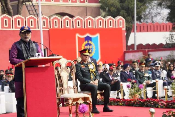 उपराष्ट्रपति सी. पी. राधाकृष्णन सोमवार को एनसीसी रिपब्लिक डे कैंप-2026 को संबोधित करते हुए