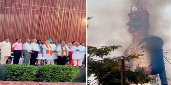 लुधियानानगरे गृहमन्त्रिणा अमितशाहेन नशारूपिरावणस्य पुत्तलिका दग्धा