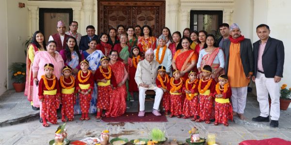 नेपालस्य राष्ट्रपतिभवने नवकन्यानां पूजनम्