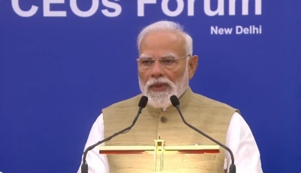 प्रधानमंत्री नरेनद्र मोदी सोमवार को भारत-कनाडा सीईओ फोरम को संबोधित करते हुए