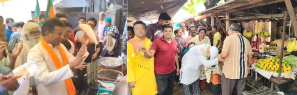 मेदिनीपुर में प्रचार करते भाजपा तृणमूल प्रत्याशी