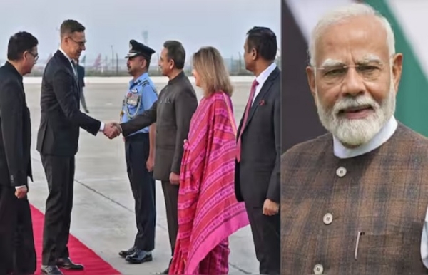 प्रधानमंत्री ने फिनलैंड के राष्ट्रपति अलेक्जेंडर स्टब का एयरपोर्ट पर स्वागत करते विदेश राज्य मंत्री के. वी. सिंह