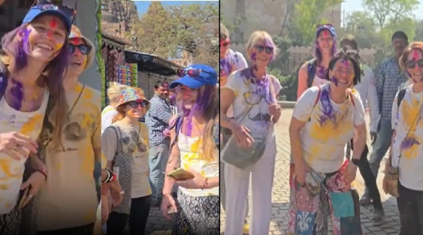 विेदेशी पर्यटकों का ओरछा से फोटो