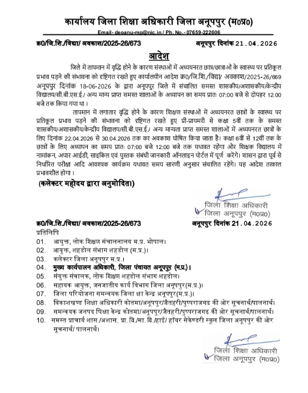 जारी आदेश