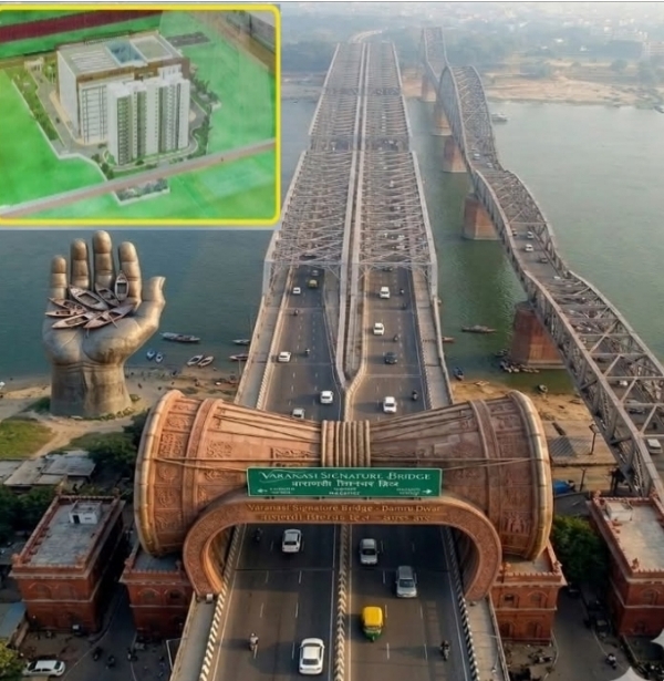 सिग्नेचर ब्रिज और इनसेट में हॉस्पिटल का मैप