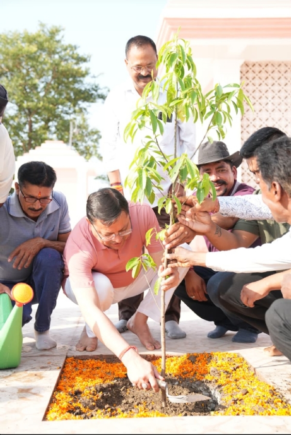 मुख्यमंत्री पुष्कर सिंह धामी पौधरोपण करते हुए। मुख्यमंत्री पुष्कर सिंह धामी पौधरोपण करते हुए।