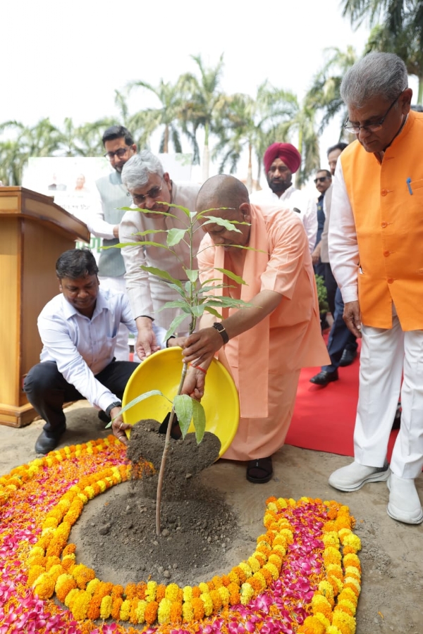 पौधरोपण करते मुख्यमंत्री