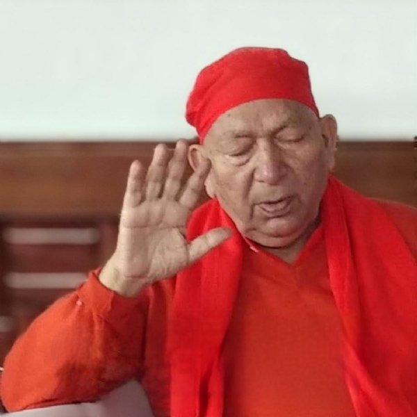Swami Ram Swarup gave a spiritual message on the 55th day of the 78-day long Yajna ritual at the Veda Mandir, Yol.