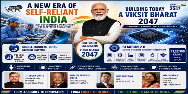 मोदी-सर्वकारस्य द्विधा-प्रौद्योगिकी-क्रान्तिः : भारतस्य लक्ष्यं ४०-लक्ष-कोटि-रूप्यकाणां इलेक्ट्रॉनिक्स-विनिर्माण-विस्तारः