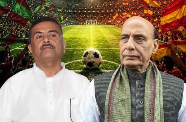 शुभेंदु अधिकारी तथा राजनाथ सिंह का फाइल फोटो