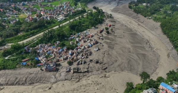 नेपाल का बाढ़ प्रभावित क्षेत्र।