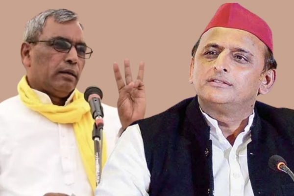 मंत्री ओमप्रकाश राजभर और अखिलेश यादव का फोटो