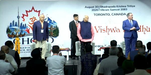 डॉ. भागवतः कनाडायां कथितं- यदि हिन्दूः जागर्ति तर्हि अवगम्यतां विश्वं जागर्ति , भारतस्य मूलसंस्कृतिः एकता च संसारस्य सहयोगौ