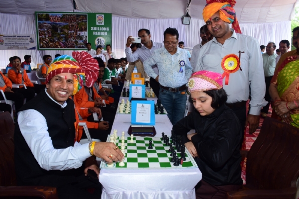 Grand inauguration of the 17th National Chess Competition at Jawahar Navodaya Vidyalaya, Mavli.