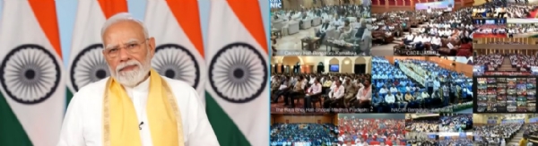 प्रधानमंत्री नरेन्द्र मोदी शनिवार को 20वें रोजगार मेले को वीडियो कॉन्फ्रेंस के माध्यम से संबोधित करते हुए