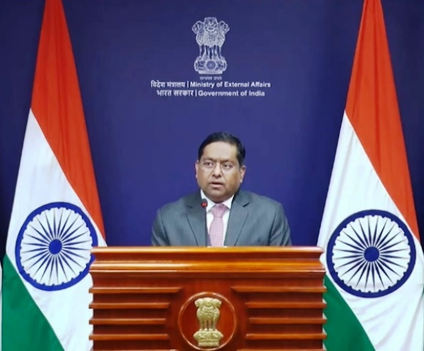 विदेश मंत्रालय के प्रवक्ता रणधीर जायसवाल मंगलवार को मीडिया ब्रीफिंग में विदेश मंत्रालय के प्रवक्ता रणधीर जायसवाल मंगलवार को मीडिया ब्रीफिंग में
