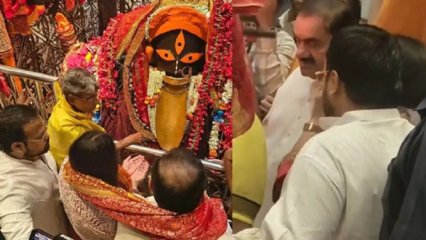 कालीघाट मंदिर में पूजा अर्चना करते गौतम अडानी