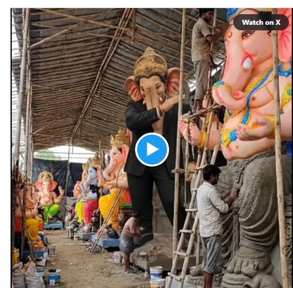 मुख्यमंत्री विजय के स्टाइल में गणेश प्रतिमा मुख्यमंत्री विजय के स्टाइल में गणेश प्रतिमा